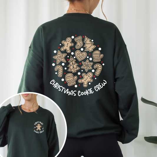 Zweiteilige Plotterdatei Weihnachten ‚Christmas Cookie Crew‘ – großer Rückenprint mit Keks-Illustrationen und kleiner Frontprint. Perfekt für Family- und Partner-Weihnachtspullis.