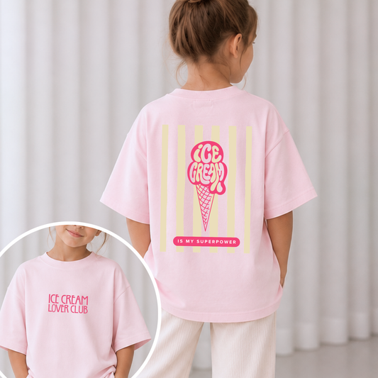 Plotterdatei „Ice Cream“ mit Eisgrafik, Statement-Schriftzug und Front- & Backprint im Retro Stil, SVG DXF PNG