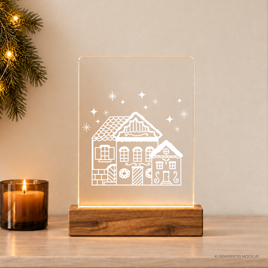 Weihnachtshaus Plotterdatei SVG mit verschneitem Haus und winterlichen Details für Weihnachtsdeko und kreative DIY Projekte