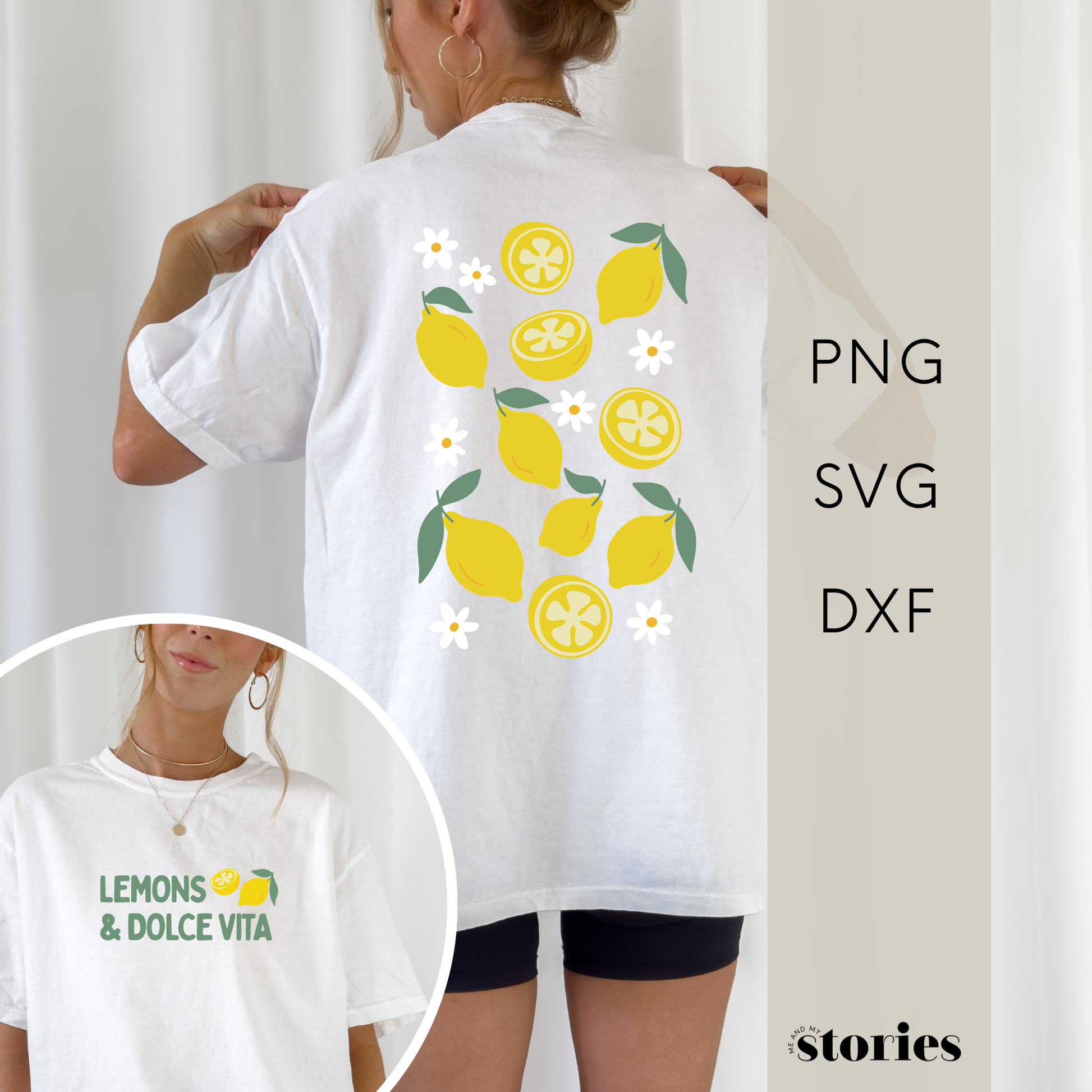 Plotterdatei „Lemons & Dolce Vita“ mit Zitronen, Zitronenscheiben und Blüten im mediterranen Stil, Sommer Deko Design, SVG DXF PNG