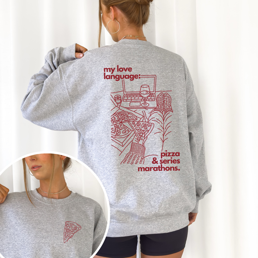 „Pizza & Chill“ – Line Art Design mit Pizza, Wein, Laptop und gemütlichen Accessoires für den perfekten „Chill“-Abend. Ideal für T-Shirts, Hoodies und kreative DIY-Projekte.