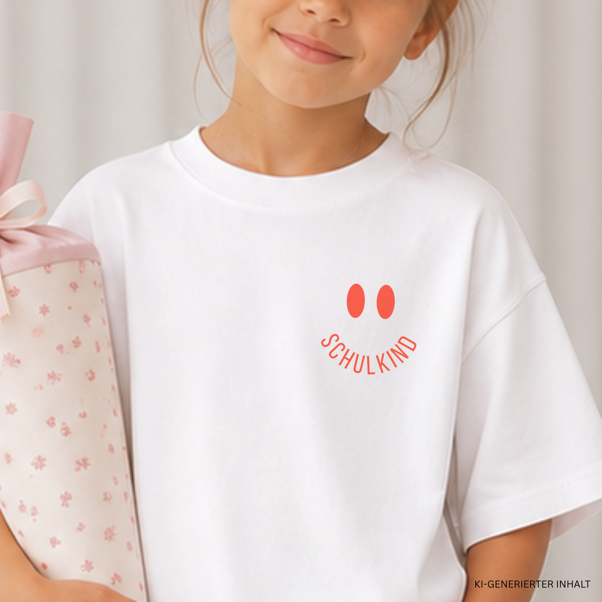 Digitale Plotterdatei „Schulkind Smiley-Gesicht“ – fröhliches Design für den Schulanfang. Ideal für T-Shirts, Taschen und Schulzubehör zur Einschulung.