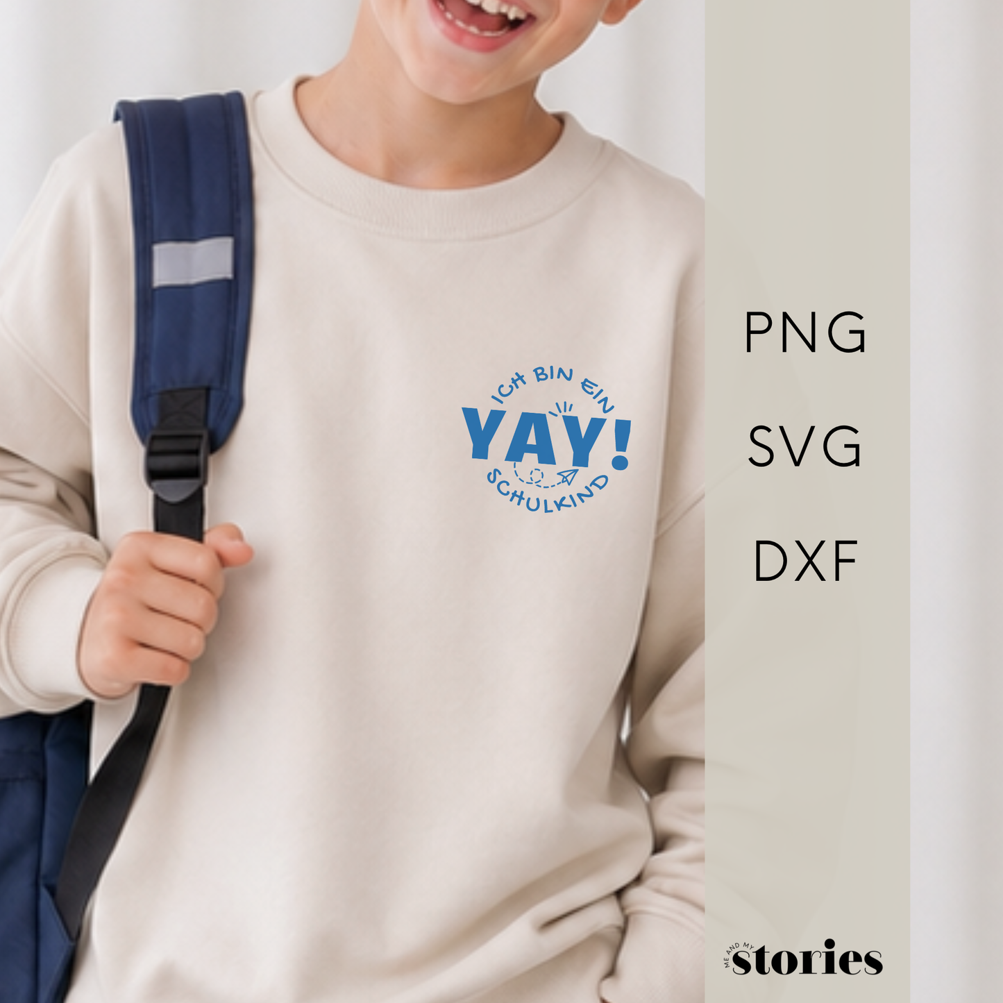 Digitale Plotterdatei „Ich bin ein Schulkind“ – verspieltes Design, perfekt für den Schulstart und zur Einschulung. Ideal für T-Shirts, Taschen und Schulzubehör.