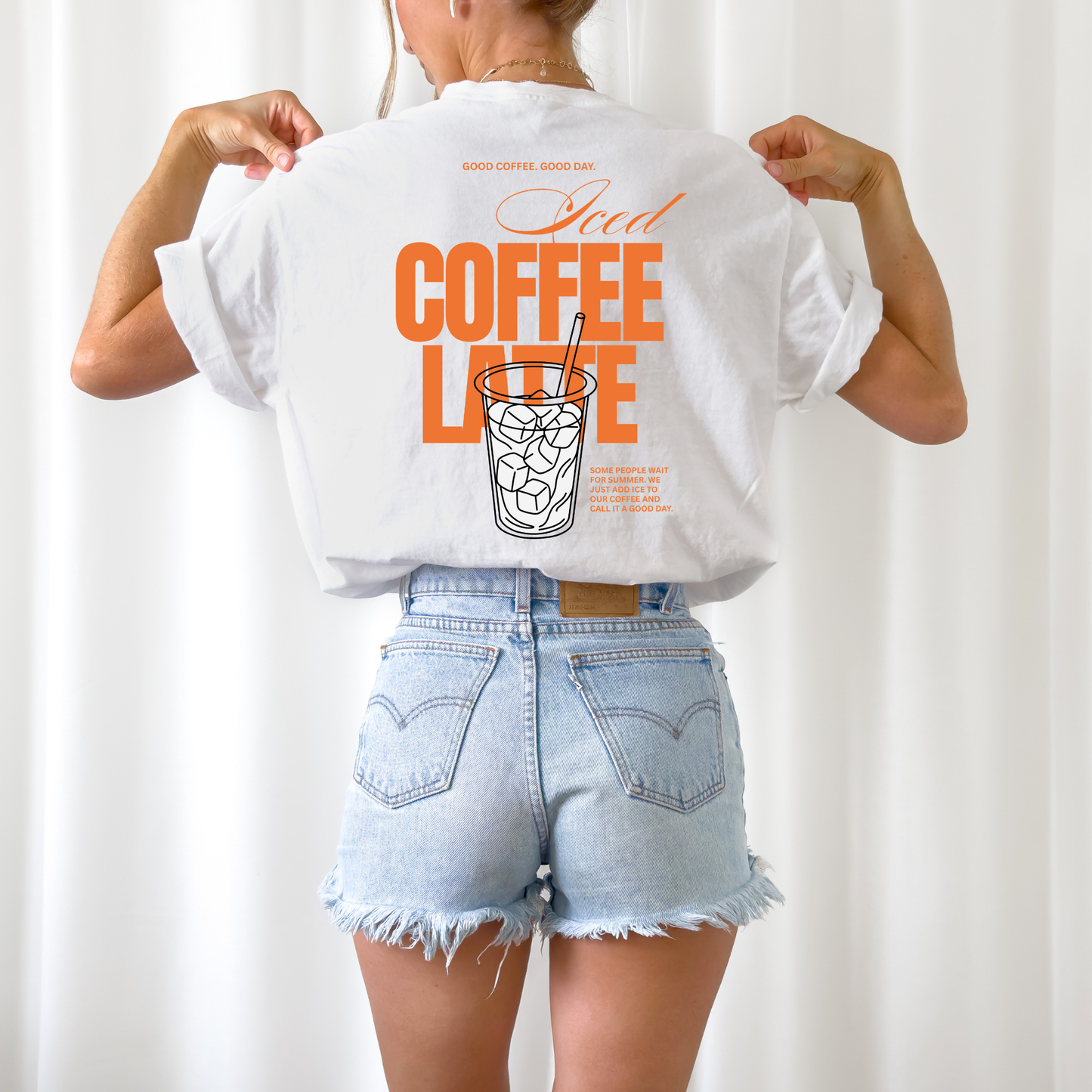 Plotterdatei „Iced Coffee“ mit Eiskaffee-Becher und Coffee-Lover-Schriftzug als Backprint, SVG DXF PNG