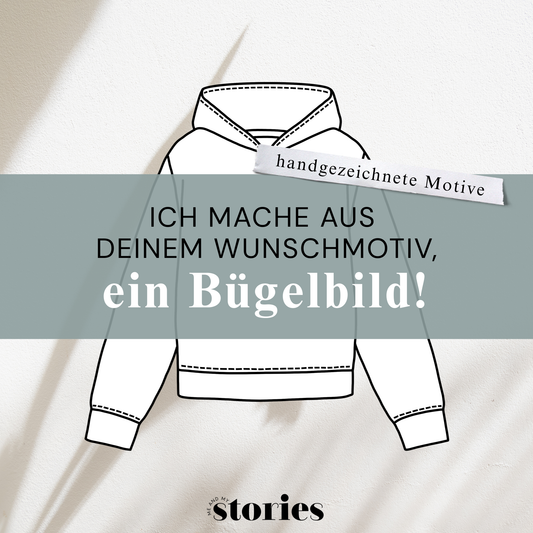 Handgezeichnetes Wunschmotiv als Bügelbild – individuelle Illustration oder Symbol, modern im minimalistischen Stil umgesetzt und fix & fertig zum Aufbügeln.