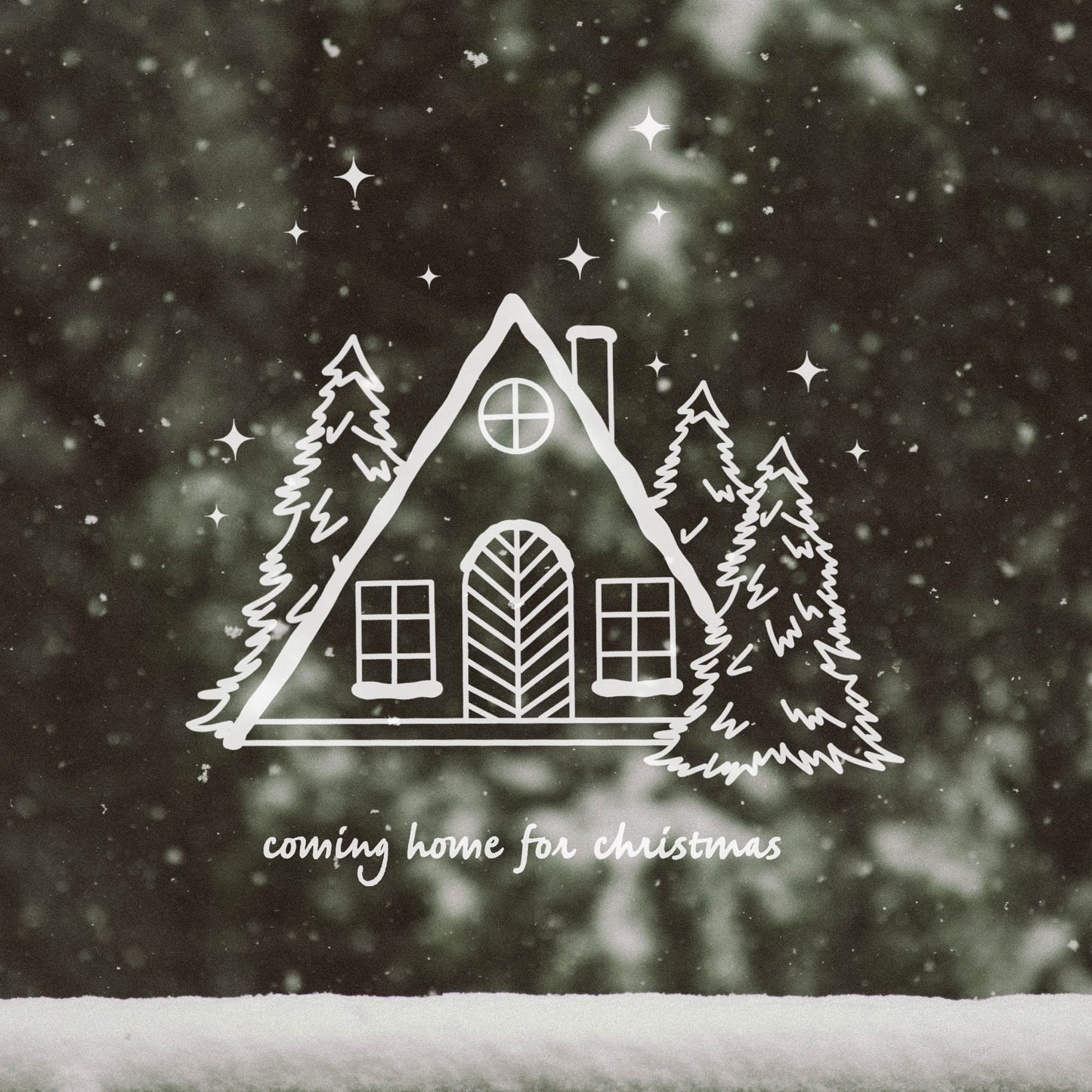 Weihnachten Plotterdatei SVG Coming Home for Christmas mit Weihnachtshaus, Tannen und Sternen für Kissen, Weihnachtsdeko und DIY Projekte