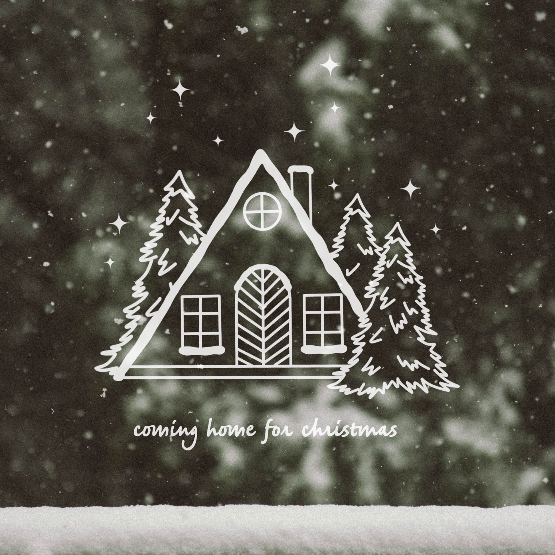 Weihnachten Plotterdatei SVG Coming Home for Christmas mit Weihnachtshaus, Tannen und Sternen für Kissen, Weihnachtsdeko und DIY Projekte
